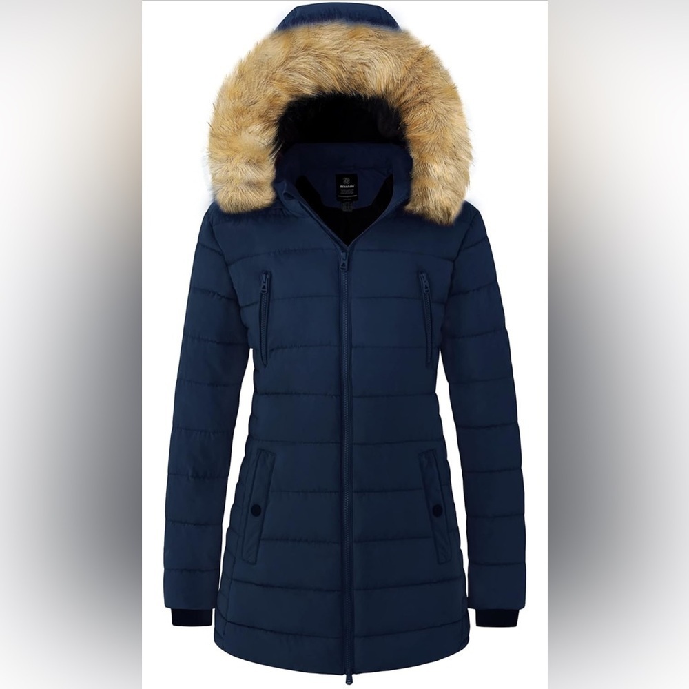 NWT- WANTDO Women’s Warm Winter Puffer/Parka Jacket with Fur Trimmed Hood